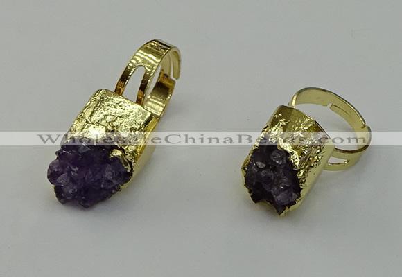 NGR2121 12*16mm - 15*18mm freeform druzy amethyst gemstone rings