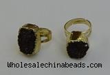 NGR2123 12*16mm - 15*20mm freeform druzy agate gemstone rings