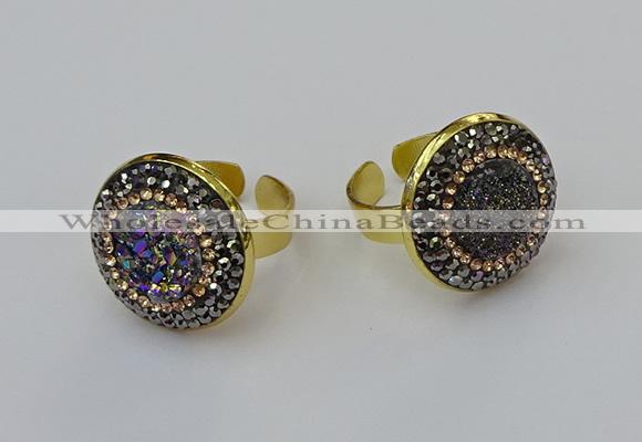 NGR2146 20mm - 22mm coin plated druzy agate rings wholesale