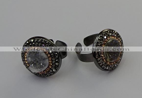 NGR2152 20mm - 22mm coin plated druzy agate rings wholesale