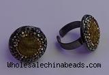 NGR2156 20mm - 22mm coin plated druzy agate gemstone rings