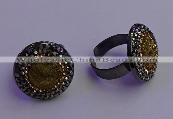 NGR2156 20mm - 22mm coin plated druzy agate gemstone rings