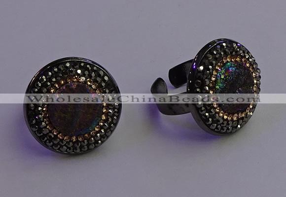 NGR2158 20mm - 22mm coin plated druzy agate gemstone rings