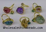 NGR219 8*9mm - 20*25mm freeform druzy agate gemstone rings