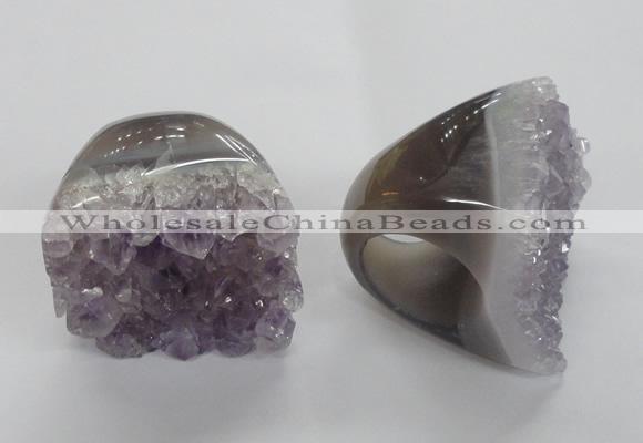 NGR28 35*40mm - 40*45mm freeform druzy amethyst gemstone rings