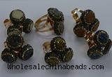 NGR299 14mm - 16mm coin plated druzy agate gemstone rings