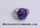 NGR3010 925 sterling silver with 14mm flat  round charoite rings