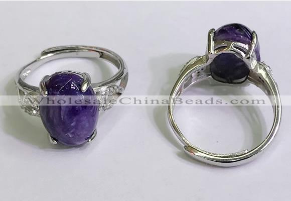 NGR3027 925 sterling silver with 10*14mm oval charoite rings