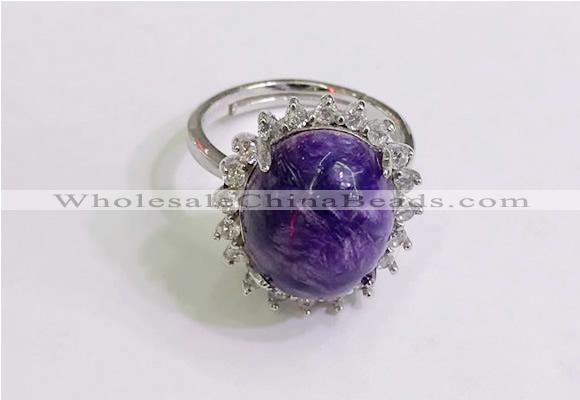 NGR3036 925 sterling silver with 12*14mm oval charoite rings