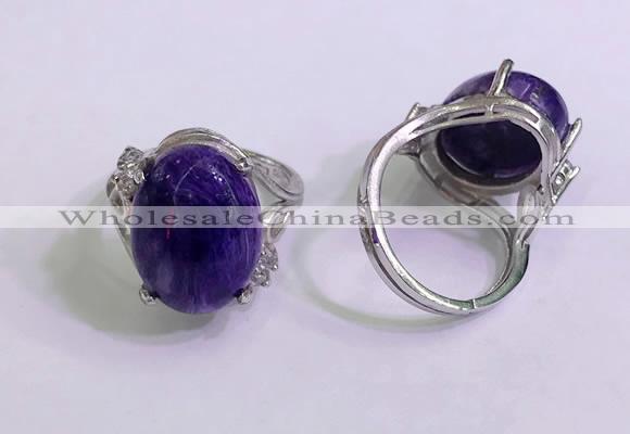 NGR3042 925 sterling silver with 12*16mm oval charoite rings