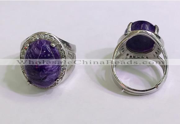 NGR3045 925 sterling silver with 12*16mm oval charoite rings