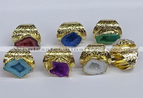 NGR380 15*20mm - 20*25mm freeform druzy agate rings wholesale