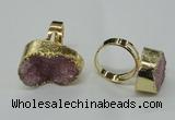 NGR53 18*25mm - 20*30mm freeform plated druzy agate rings