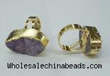 NGR54 18*25mm - 20*30mm freeform plated druzy agate rings