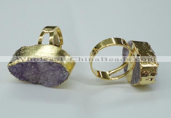 NGR54 18*25mm - 20*30mm freeform plated druzy agate rings