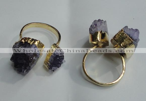 NGR78 13*18mm - 18*25mm nuggets druzy amethyst gemstone rings