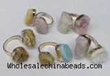 NGR92 15*20mm - 18*25mm freeform plated agate druzy rings