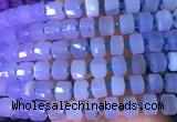 RBBS19 15 inches 8*12mm faceted wheel blue chalcedony gemstone beads