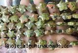 RGBS52 15 inches 14mm faceted star unakite beads wholesale