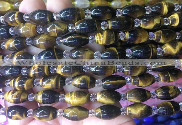 RIBS08 15 inches 8*13mm rice yellow tiger eye gemstone beads wholesale