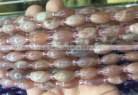 RIBS09 15 inches 8*13mm rice moonstone gemstone beads wholesale