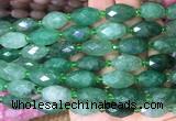 RIBS17 15 inches 10*14mm faceted rice green strawberry quartz gemstone beads