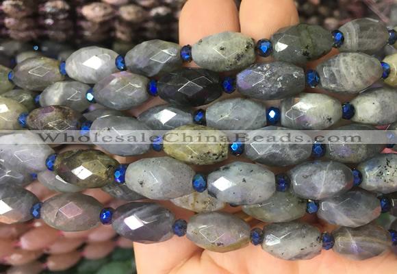 RIBS20 15 inches 10*14mm faceted rice labradorite gemstone beads