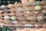 RIBS21 15 inches 10*14mm faceted rice moonstone gemstone beads