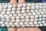 RIBS30 15 inches 6*8mm faceted rice white moonstone gemstone beads