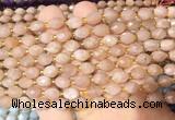 RIBS31 15 inches 6*8mm faceted rice pink moonstone gemstone beads