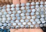 RIBS39 15 inches 6*8mm faceted rice aquamarine gemstone beads