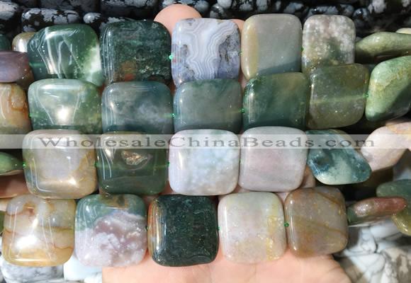 SRBS04 15 inches 20mm square indian agate gemstone beads wholesale