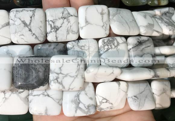 SRBS06 15 inches 20mm square white howlite gemstone beads wholesale