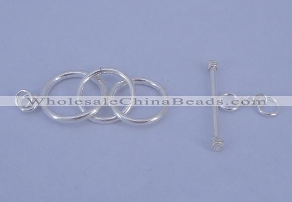 SSC15 5pcs 12mm - 14mm donut 925 sterling silver toggle clasps