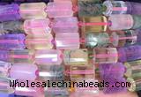 TBBS108 15 inches 10*14mm faceted tube multicolor quartz gemstone beads