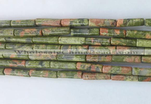 TBBS33 15 inches 4*13mm tube unakite gemstone beads