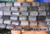 TBBS79 15 inches 8*12mm faceted tube cloudy quartz gemstone beads