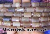 TBBS83 15 inches 8*12mm faceted tube moonstone gemstone beads