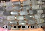 TBBS89 15 inches 10*14mm faceted tube cloudy quartz gemstone beads