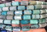 TBBS93 15 inches 10*14mm faceted tube amazonite gemstone beads