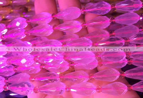 TRBS04 15 inches 8*16mm faceted teardrop rose quartz gemstone beads