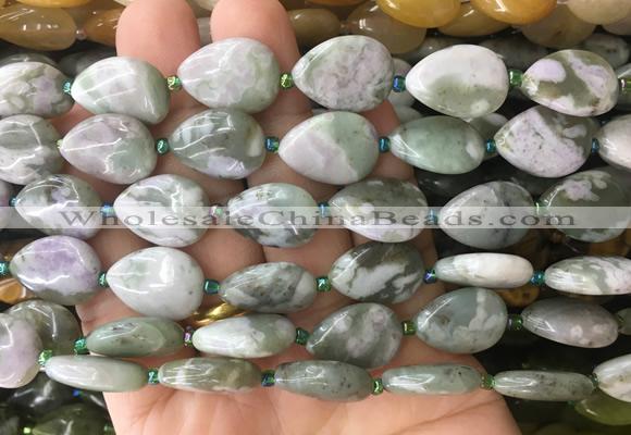 TRBS28 15 inches 13*18mm flat teardrop lucky jade gemstone beads