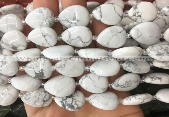 TRBS33 15 inches 13*18mm flat teardrop white howlite gemstone beads