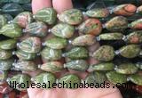 TRBS40 15 inches 13*18mm flat teardrop unakite gemstone beads wholesale