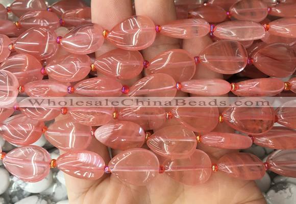 TRBS43 15 inches 13*18mm flat teardrop cherry quartz gemstone beads