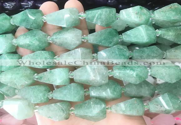 TRBS57 15 inches 11*22mm - 12*25mm faceted teardrop green strawberry quartz beads