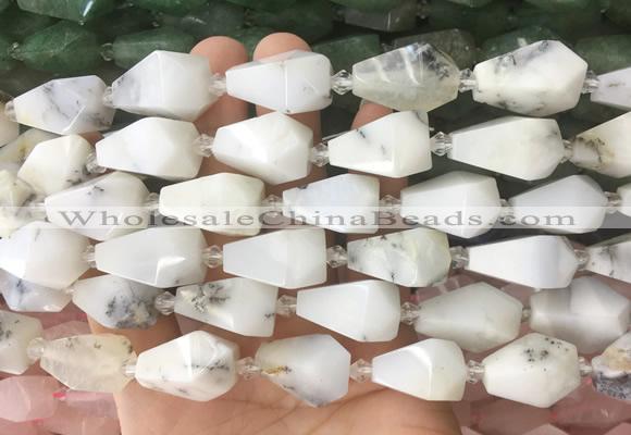 TRBS63 15 inches 11*22mm - 12*25mm faceted teardrop white opal beads