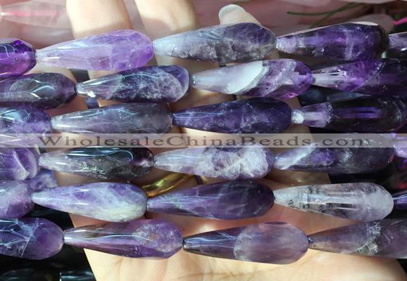 TRBS69 15 inches 10*30mm faceted teardrop amethyst beads wholesale