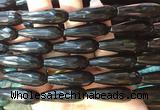 TRBS73 15 inches 10*30mm faceted teardrop black obsidian beads wholesale