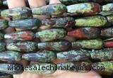 TRBS78 15 inches 10*30mm faceted teardrop dragon blood jasper beads wholesale